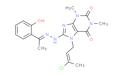 CAS No. 478253-49-5, 7-(3-Chlorobut-2-en-1-yl)-8-(2-(1-(2-hydroxyphenyl)ethylidene)hydrazinyl)-1,3-dimethyl-1H-purine-2,6(3H,7H)-dione