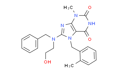 CAS No. 476481-96-6, 8-(Benzyl(2-hydroxyethyl)amino)-3-methyl-7-(2-methylbenzyl)-1H-purine-2,6(3H,7H)-dione