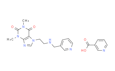 CAS No. 10058-07-8, 1,3-Dimethyl-7-(2-((pyridin-3-ylmethyl)amino)ethyl)-1H-purine-2,6(3H,7H)-dione nicotinate