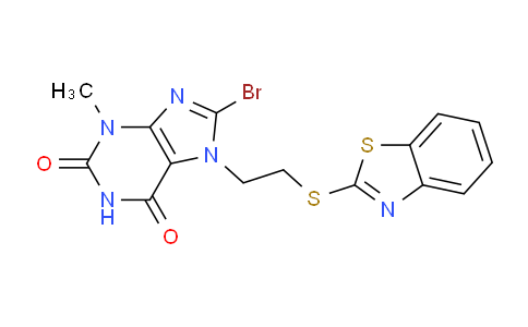 CAS No. 476482-65-2, 7-(2-(Benzo[d]thiazol-2-ylthio)ethyl)-8-bromo-3-methyl-1H-purine-2,6(3H,7H)-dione
