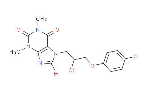 CAS No. 477333-82-7, 8-Bromo-7-(3-(4-chlorophenoxy)-2-hydroxypropyl)-1,3-dimethyl-1H-purine-2,6(3H,7H)-dione