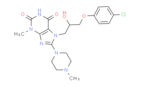 CAS No. 332904-83-3, 7-(3-(4-Chlorophenoxy)-2-hydroxypropyl)-3-methyl-8-(4-methylpiperazin-1-yl)-1H-purine-2,6(3H,7H)-dione