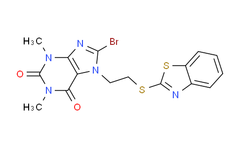 CAS No. 476482-01-6, 7-(2-(Benzo[d]thiazol-2-ylthio)ethyl)-8-bromo-1,3-dimethyl-1H-purine-2,6(3H,7H)-dione