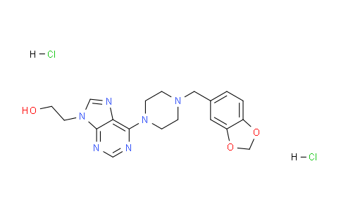 CAS No. 24932-79-4, 2-(6-(4-(Benzo[d][1,3]dioxol-5-ylmethyl)piperazin-1-yl)-9H-purin-9-yl)ethanol dihydrochloride