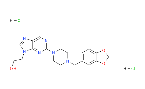 CAS No. 24951-05-1, 2-(2-(4-(Benzo[d][1,3]dioxol-5-ylmethyl)piperazin-1-yl)-9H-purin-9-yl)ethanol dihydrochloride