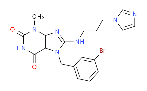 CAS No. 476481-02-4, 8-((3-(1H-Imidazol-1-yl)propyl)amino)-7-(3-bromobenzyl)-3-methyl-1H-purine-2,6(3H,7H)-dione