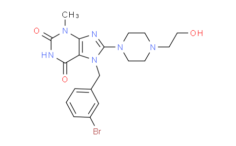 CAS No. 476481-01-3, 7-(3-Bromobenzyl)-8-(4-(2-hydroxyethyl)piperazin-1-yl)-3-methyl-1H-purine-2,6(3H,7H)-dione
