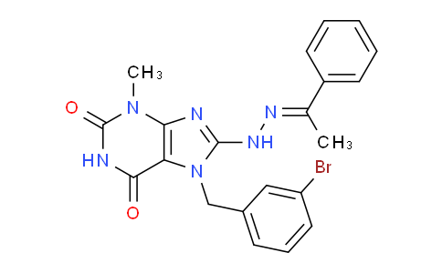 CAS No. 368842-50-6, 7-(3-Bromobenzyl)-3-methyl-8-(2-(1-phenylethylidene)hydrazinyl)-1H-purine-2,6(3H,7H)-dione