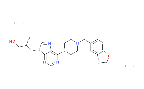 CAS No. 37425-30-2, 3-(6-(4-(Benzo[d][1,3]dioxol-5-ylmethyl)piperazin-1-yl)-9H-purin-9-yl)propane-1,2-diol dihydrochloride