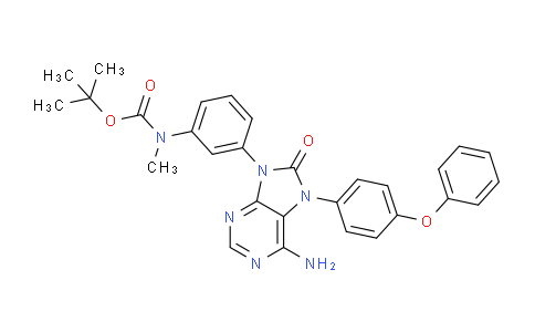 CAS No. 1448444-74-3, tert-Butyl (3-(6-amino-8-oxo-7-(4-phenoxyphenyl)-7H-purin-9(8H)-yl)phenyl)(methyl)carbamate