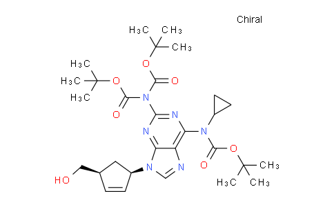 CAS No. 1446418-46-7, tert-butyl (2-(bis(tert-butoxycarbonyl)amino)-9-((1R,4S)-4-(hydroxymethyl)cyclopent-2-en-1-yl)-9H-purin-6-yl)(cyclopropyl)carbamate