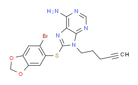 CAS No. 852030-47-8, 8-((6-bromobenzo[d][1,3]dioxol-5-yl)thio)-9-(pent-4-yn-1-yl)-9H-purin-6-amine