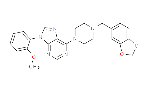 CAS No. 5650-40-8, 6-(4-(benzo[d][1,3]dioxol-5-ylmethyl)piperazin-1-yl)-9-(2-methoxyphenyl)-9H-purine