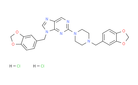 CAS No. 24933-18-4, 9-(Benzo[d][1,3]dioxol-5-ylmethyl)-2-(4-(benzo[d][1,3]dioxol-5-ylmethyl)piperazin-1-yl)-9H-purine dihydrochloride