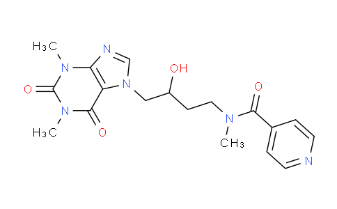 CAS No. 69517-64-2, N-(4-(1,3-Dimethyl-2,6-dioxo-2,3-dihydro-1H-purin-7(6H)-yl)-3-hydroxybutyl)-N-methylisonicotinamide