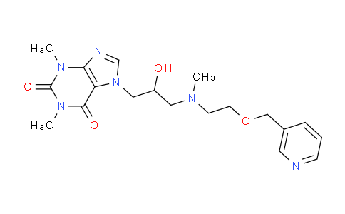 CAS No. 51920-73-1, 7-(2-Hydroxy-3-(methyl(2-(pyridin-3-ylmethoxy)ethyl)amino)propyl)-1,3-dimethyl-1H-purine-2,6(3H,7H)-dione