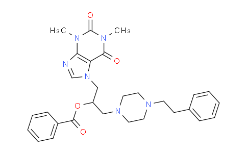 CAS No. 20153-86-0, 1-(1,3-Dimethyl-2,6-dioxo-2,3-dihydro-1H-purin-7(6H)-yl)-3-(4-phenethylpiperazin-1-yl)propan-2-yl benzoate