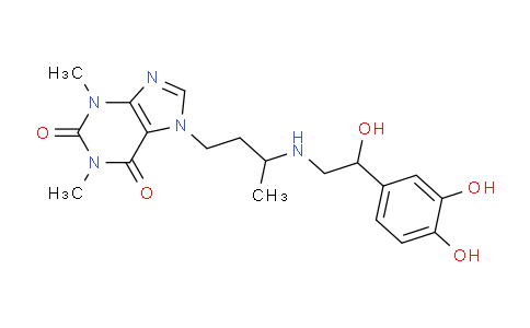 CAS No. 62401-91-6, 7-(3-((2-(3,4-Dihydroxyphenyl)-2-hydroxyethyl)amino)butyl)-1,3-dimethyl-1H-purine-2,6(3H,7H)-dione