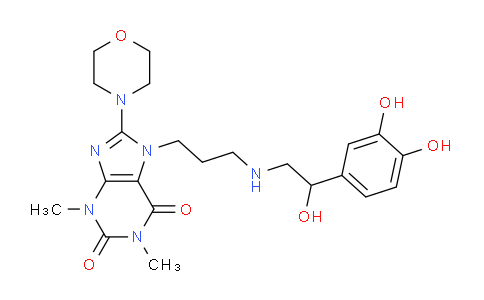 CAS No. 62402-01-1, 7-(3-((2-(3,4-Dihydroxyphenyl)-2-hydroxyethyl)amino)propyl)-1,3-dimethyl-8-morpholino-1H-purine-2,6(3H,7H)-dione