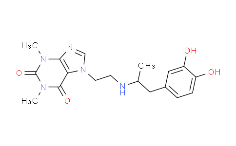 CAS No. 62401-69-8, 7-(2-((1-(3,4-Dihydroxyphenyl)propan-2-yl)amino)ethyl)-1,3-dimethyl-1H-purine-2,6(3H,7H)-dione