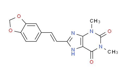 CAS No. 73908-79-9, 8-(2-(Benzo[d][1,3]dioxol-5-yl)vinyl)-1,3-dimethyl-1H-purine-2,6(3H,7H)-dione