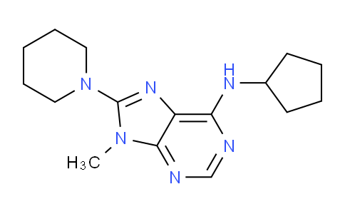 CAS No. 671821-22-0, N-Cyclopentyl-9-methyl-8-(piperidin-1-yl)-9H-purin-6-amine