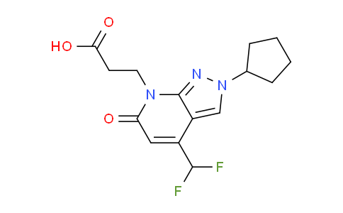 CAS No. 1018127-70-2, 3-(2-Cyclopentyl-4-(difluoromethyl)-6-oxo-2H-pyrazolo[3,4-b]pyridin-7(6H)-yl)propanoic acid