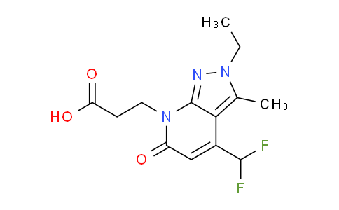 CAS No. 1018165-50-8, 3-(4-(Difluoromethyl)-2-ethyl-3-methyl-6-oxo-2H-pyrazolo[3,4-b]pyridin-7(6H)-yl)propanoic acid