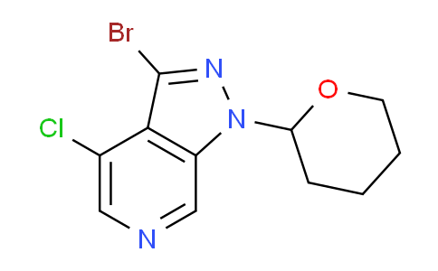 CAS No. 1416713-09-1, 3-Bromo-4-chloro-1-(tetrahydro-2H-pyran-2-yl)-1H-pyrazolo[3,4-c]pyridine