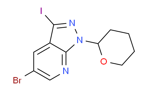 CAS No. 1416713-91-1, 5-Bromo-3-iodo-1-(tetrahydro-2H-pyran-2-yl)-1H-pyrazolo[3,4-b]pyridine