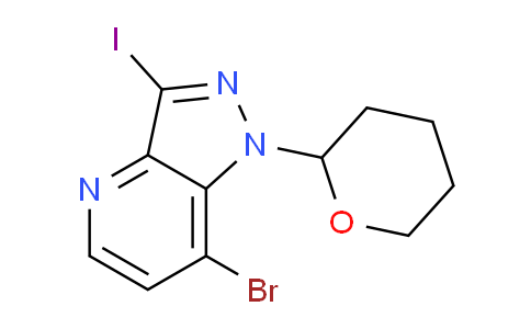 CAS No. 1416713-70-6, 7-Bromo-3-iodo-1-(tetrahydro-2H-pyran-2-yl)-1H-pyrazolo[4,3-b]pyridine