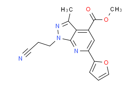 CAS No. 1018141-90-6, Methyl 1-(2-cyanoethyl)-6-(furan-2-yl)-3-methyl-1H-pyrazolo[3,4-b]pyridine-4-carboxylate