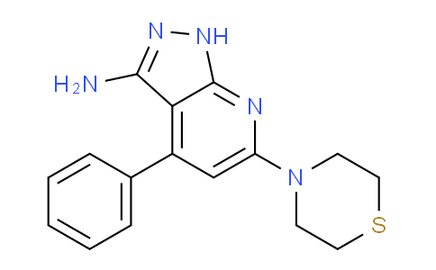 CAS No. 66663-63-6, 4-Phenyl-6-thiomorpholino-1H-pyrazolo[3,4-b]pyridin-3-amine