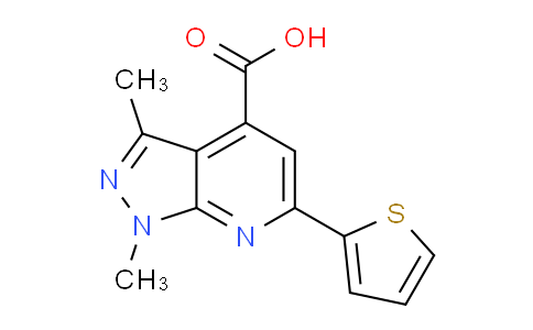 CAS No. 893645-77-7, 1,3-Dimethyl-6-(thiophen-2-yl)-1H-pyrazolo[3,4-b]pyridine-4-carboxylic acid