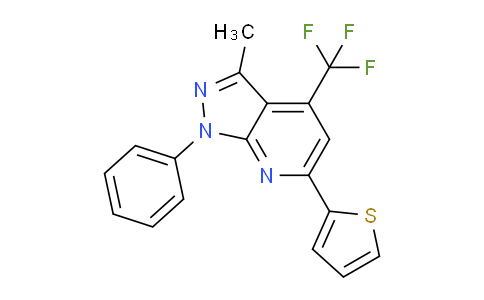 CAS No. 633315-37-4, 3-Methyl-1-phenyl-6-(thiophen-2-yl)-4-(trifluoromethyl)-1H-pyrazolo[3,4-b]pyridine