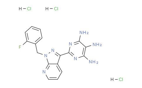 CAS No. 370879-46-2, 2-(1-(2-Fluorobenzyl)-1H-pyrazolo[3,4-b]pyridin-3-yl)pyrimidine-4,5,6-triamine trihydrochloride