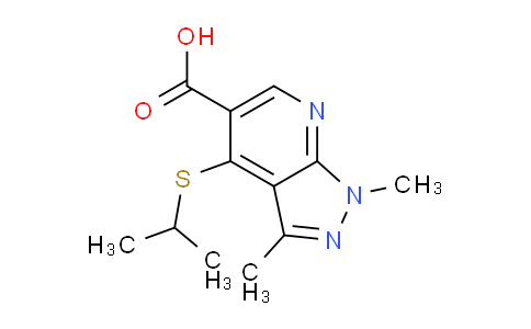 CAS No. 175202-33-2, 4-(Isopropylthio)-1,3-dimethyl-1H-pyrazolo[3,4-b]pyridine-5-carboxylic acid