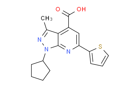CAS No. 937597-71-2, 1-Cyclopentyl-3-methyl-6-(thiophen-2-yl)-1H-pyrazolo[3,4-b]pyridine-4-carboxylic acid