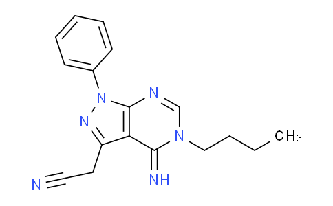 CAS No. 6332-59-8, 2-(5-Butyl-4-imino-1-phenyl-4,5-dihydro-1H-pyrazolo[3,4-d]pyrimidin-3-yl)acetonitrile