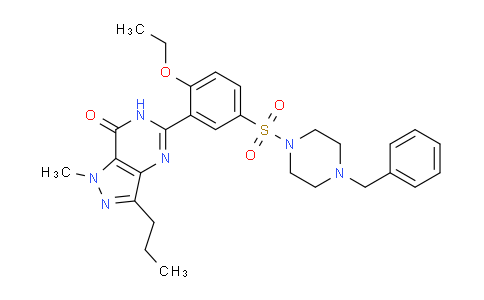CAS No. 1446089-82-2, 5-(5-((4-Benzylpiperazin-1-yl)sulfonyl)-2-ethoxyphenyl)-1-methyl-3-propyl-1H-pyrazolo[4,3-d]pyrimidin-7(6H)-one
