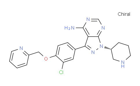 CAS No. 2092913-20-5, (R)-3-(3-Chloro-4-(pyridin-2-ylmethoxy)phenyl)-1-(piperidin-3-yl)-1H-pyrazolo[3,4-d]pyrimidin-4-amine