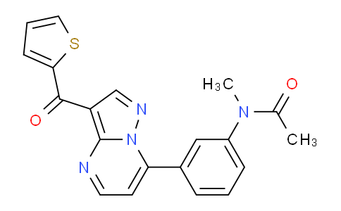 CAS No. 325715-02-4, N-methyl-N-(3-(3-(thiophene-2-carbonyl)pyrazolo[1,5-a]pyrimidin-7-yl)phenyl)acetamide