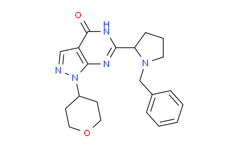 CAS No. 1956354-91-8, 6-(1-Benzylpyrrolidin-2-yl)-1-(tetrahydro-2H-pyran-4-yl)-1H-pyrazolo[3,4-d]pyrimidin-4(5H)-one