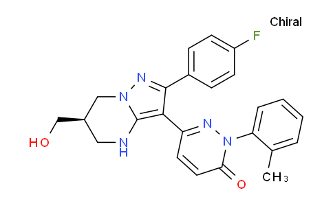 DY779077 | 928344-12-1 | (R)-6-(2-(4-Fluorophenyl)-6-(hydroxymethyl)-4,5,6,7-tetrahydropyrazolo[1,5-a]pyrimidin-3-yl)-2-(o-tolyl)pyridazin-3(2H)-one