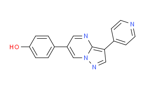 CAS No. 515880-87-2, 4-(3-(Pyridin-4-yl)pyrazolo[1,5-a]pyrimidin-6-yl)phenol