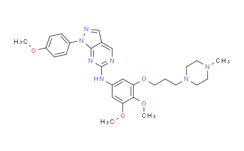 CAS No. 1381930-17-1, N-(3,4-Dimethoxy-5-(3-(4-methylpiperazin-1-yl)propoxy)phenyl)-1-(4-methoxyphenyl)-1H-pyrazolo[3,4-d]pyrimidin-6-amine