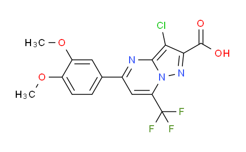DY779124 | 312922-10-4 | 3-Chloro-5-(3,4-dimethoxyphenyl)-7-(trifluoromethyl)pyrazolo[1,5-a]pyrimidine-2-carboxylic acid