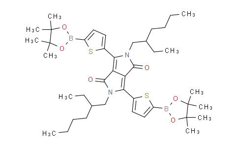 CAS No. 1269004-46-7, 2,5-bis(2-ethylhexyl)-3,6-bis(5-(4,4,5,5-tetramethyl-1,3,2-dioxaborolan-2-yl)thiophen-2-yl)-2,5-dihydropyrrolo[3,4-c]pyrrole-1,4-dione