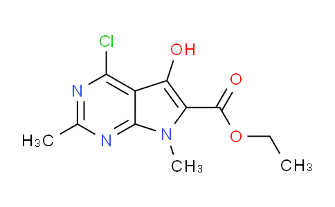 CAS No. 1269117-94-3, ethyl 4-chloro-5-hydroxy-2,7-dimethyl-7H-pyrrolo[2,3-d]pyrimidine-6-carboxylate