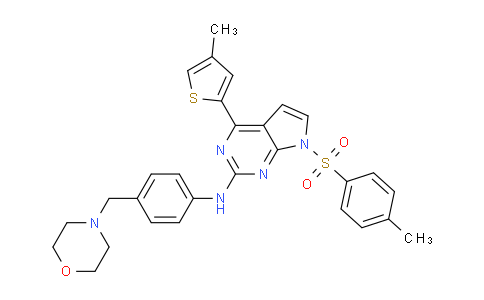 CAS No. 1245648-55-8, 4-(4-methylthiophen-2-yl)-N-(4-(morpholinomethyl)phenyl)-7-tosyl-7H-pyrrolo[2,3-d]pyrimidin-2-amine